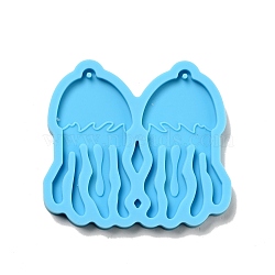 DIY Pendant Silicone Molds, Resin Casting Molds, For UV Resin, Epoxy Resin Jewelry Making, Jellyfish, Deep Sky Blue, 56x62x5.5mm, Hole: 1.7mm, Inner Diameter: 50x26mm(DIY-A034-07)