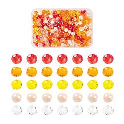 500Pcs 5Colors Electroplate Glass Beads, AB Color Plated, Faceted Rondelle, Clear & Red & Dark Orange & Gold & Antique White, 6x5mm, Hole: 1mm, 100pcs/Color(EGLA-LS0001-01C)