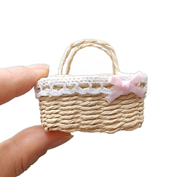 Dollhouse Mini Woven Basket for Kids Supply, Pearl Pink, 45x25x45mm(PW-WG80E1D-01)