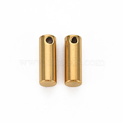 201 Stainless Steel Pendants, Cadmium Free & Nickel Free & Lead Free, Column, Golden, 14x5mm, Hole: 1.4~1.8mm(STAS-N088-31G-NR)