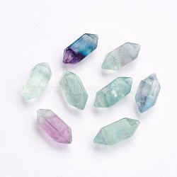 Natural Fluorite Beads, Double Terminated Point, No Hole, 18~20x8mm(X-G-P287-A04)