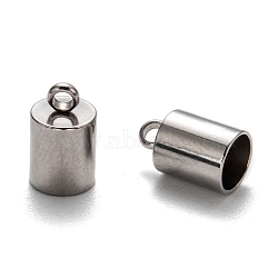 Tarnish Resistant 304 Stainless Steel Cord Ends, End Caps, Stainless Steel Color, 10x6mm, Hole: 2mm, Inner Diameter: 5mm(X-STAS-M242-03)