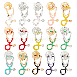 30Pcs 15 Style Medical Echometer Enamel Pins, Alloy Creative Badges for Backpack Clothes, Mixed Color, 26.5x15mm, 26x14.5x2mm, 2Pcs/style(JEWB-CP0001-03)