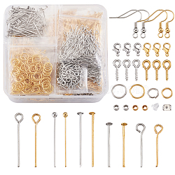 DIY Jewelry Sets, with Brass Earring Hooks & Ball Head Pins & Crimp Beads, Plastic Ear Nuts, Iron Jump Rings & Head Pins & Eye Pins & Screw Eye Pin Peg Bails, Alloy Round Rings & Clasps, Platinum & Golden, 118x72x35mm(DIY-TA0002-52)