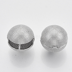 (Jewelry Parties Factory Sale), Brass Ball Clip-on Earrings, Nickel Free, Real Platinum Plated, 16.5x17.5x17.5mm, Pin: 1.2x1mm(KK-T050-051P-NF)