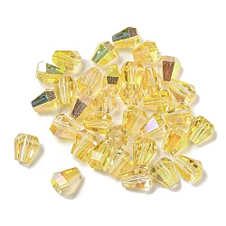 Electroplate Glass Beads, Faceted, Cone, Gold, 6x5x5.5mm, Hole: 1.4mm,100pcs/bag(EGLA-Z004-03A)