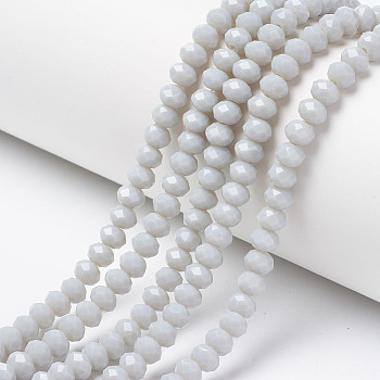 Opaque Solid Color Glass Beads Strands, Faceted, Rondelle, Gainsboro, 6x5mm, Hole: 1mm, about 83~85pcs/strand, 38~39cm