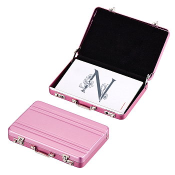 Aluminium Alloy Business Cards Holder Case Box,, Card Organizer Stroage Box, Rectangle, Flamingo, 70x99x17mm