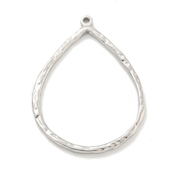 Non-Tarnish 304 Stainless Steel Pendants, Teardrop Charms, Stainless Steel Color, 41.5x32x2mm, Hole: 1.6mm