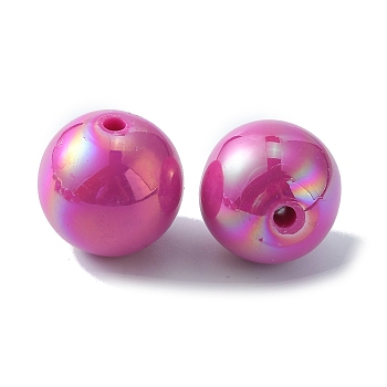Pearlized Plastic Round Beads, AB Color Plated, Camellia, 16mm, Hole: 2mm