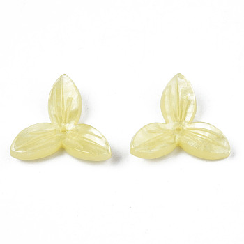 Opaque Acrylic Beads, 3-Petal Flower, Champagne Yellow, 20x22x4mm, Hole: 1.4mm