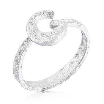 925 Sterling Silver Crescent Moon Open Cuff Ring for Women, Silver, US Size 5 1/4(15.9mm)