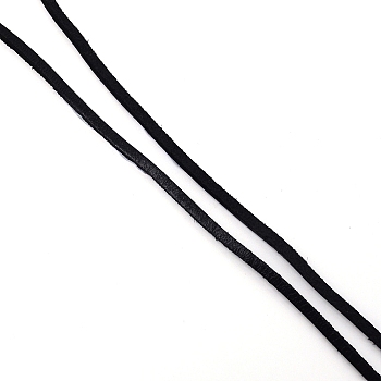 Flat Cowhide Cord, for Necklace & Bracelet Making Accessories, Black, 3x2mm