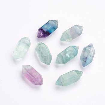 Natural Fluorite Beads, Double Terminated Point, Healing Stones, Reiki Energy Balancing Meditation Therapy Wand, No Hole, 18~20x8mm