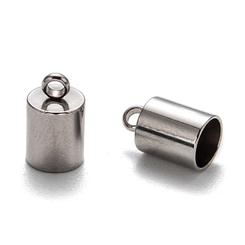 304 Stainless Steel Cord Ends, End Caps, Stainless Steel Color, 10x6mm, Hole: 2mm, Inner Diameter: 5mm