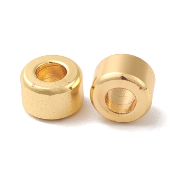 Rack Plating Brass Beads, Column, Cadmium Free & Lead Free, Long-Lasting Plated, Real 18K Gold Plated, 6x4mm, Hole: 3mm