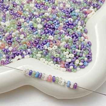 Transparent Glass Seed Beads, Peanut, Mixed Color, 4x2.5x2mm, Hole: 0.7mm