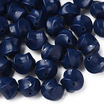 Opaque Acrylic Beads, Twist, Prussian Blue, 14.5x14x14mm, Hole: 1.6mm, about 390pcs/500g