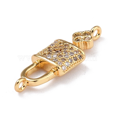 Brass Micro Pave Clear Cubic Zirconia Links Connectors(ZIRC-L100-055G)-3