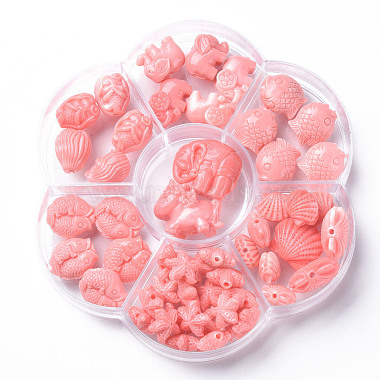 Light Coral Mixed Shapes Synthetic Coral Beads