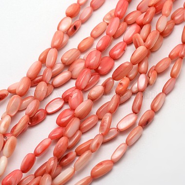 Dyed Oval Natural Freshwater Shell Beads Strands(SHEL-E356-M)-2