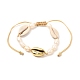 Natural Pearl & Cowrie Shell Braided Bead Bracelet for Teen Girl Women(BJEW-JB07063)-1
