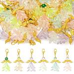 30Pcs 6 Styles Angel Acrylic & Glass Pendant Decorations, with Alloy Lobster Claw Clasps, Mixed Color, 46mm, 5pcs/style(HJEW-FS00074)