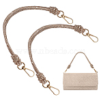 2Pcs Glass Rhinestone Rubber Cord Bag Handles, with Alloy Swivel Clasps, Golden, Juicy Peach, 330mm(FIND-PH0059-68A)
