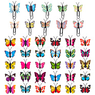 Iron & PVC Plastic Paper Clips, and Push Pins, for Office School Document Organizing, Butterfly, Mixed Color, 50~66x40~41x5.5~6mm, 40pcs/box(AJEW-GO0001-14)