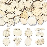 Unfinished Wood Cutouts, DIY Craft Supplies, Fruit Shapes, Floral White, 2.65~4x3~3.9x0.2cm, about 100pcs/set(WOOD-CJC0001-14)