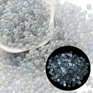 Luminous Glow in the Dark Transparent Glass Round Beads, No Hole/Undrilled, Light Grey, 5mm, about 2800Pcs/bag(GLAA-F124-B10)