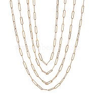 PandaHall Elite Brass Textured Paperclip Chain Necklace Making, with Lobster Claw Clasps, Real 18K Gold Plated, 24.01 inch(61cm), 4pcs/box(MAK-PH0004-31)