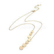 304 Stainless Steel Pendant Necklaces, with Cable Chains, Flat Round, Golden, 16.73 inch(42.5cm)(NJEW-L146-43G)
