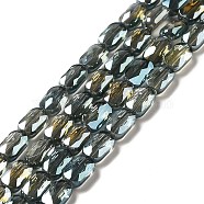 Transparent Electroplate Glass Beads Strands, Full Rainbow Plated, Faceted, Oval, Dark Slate Gray, 7x4.5x3mm, Hole: 0.9mm, about 78~81pcs/strand, 22.83 inch(58cm)(EGLA-F150-FR01)