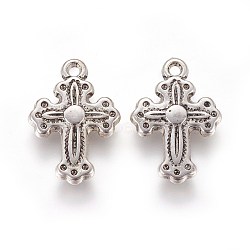 CCB Plastic Pendants, Cross, Antique Silver, 20x13x3mm, Hole: 1.5mm(CCB-J030-11AS)