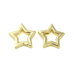 Brass Spring Gate Rings, Star, Golden, 17x16x3mm(KK-B089-09G)