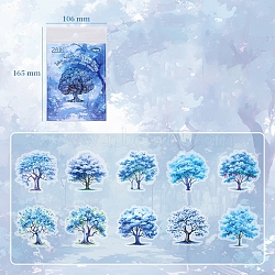 10Pcs Waterproof PET Self-Adhesive Stickers, Tree, for DIY Photo Album Diary Scrapbook Decoration, Deep Sky Blue, 83~90x85~93x0.1mm(DIY-B082-07A)