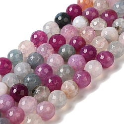 Dyed & Heated Natural Dragon Veins Agate Beads Strands, Faceted, Round, Mixed Color, 8mm, Hole: 1.2mm, about 48pcs/strand, 14.69''(37.3cm)(X-G-P539-A01-23)