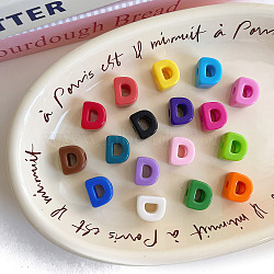 Opaque Acrylic European Beads, Large Hole Beads, Mixed Color, Letter D, 19.8~21x8.7~18.3x13.6~13.8mm, Hole: 6.3mm, 138~252pcs/500g(OACR-M027-01D)