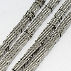 Electroplate Non-magnetic Synthetic Hematite Heishi Beads Strands, Thin Slice Flat Square Beads, Grade A, Silver Plated, 4x4x1mm, Hole: 1mm, about 400pcs/strand, 16 inch(X-G-J171A-4x4mm-02)
