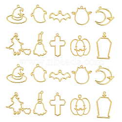 Halloween Zinc Alloy Open Back Bezel Pendants, For DIY UV Resin, Epoxy Resin, Pressed Flower Jewelry, Golden, 20pcs/Box(PALLOY-CJ0001-121)