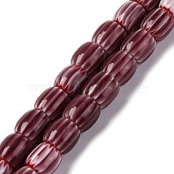 Handmade Lampwork Beads Strands, Rarrel, Brown, 8x7.5mm, Hole: 1.2mm, about 47pcs/strand, 14.69''(37.3cm)(LAMP-K041-01B-02)