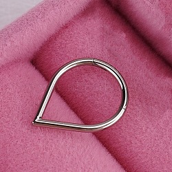 316L Stainless Steel Micro Pave Cubic Zirconia Hoop Nose Rings, Teardrop, Inner Diameter: 10mm, Pin: 1.2mm(WG5D603-19)