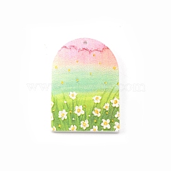 Printed Acrylic Pendants, Arch-shaped with Flower, Colorful, 34.5x24x2mm, Hole: 1.2mm(ACRP-CJC0001-06)