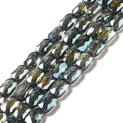 Transparent Electroplate Glass Beads Strands, Full Rainbow Plated, Faceted, Oval, Dark Slate Gray, 7x4.5x3mm, Hole: 0.9mm, about 78~81pcs/strand, 22.83 inch(58cm)(EGLA-F150-FR01)