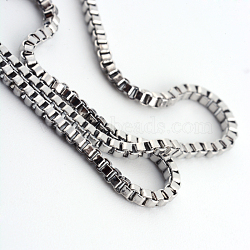 316 Surgical Stainless Steel Box Chains  Necklaces, Unwelded, with Lobster Claw Clasps, Stainless Steel Color, 19.8 inch(50.5cm)(NJEW-R063-43P)