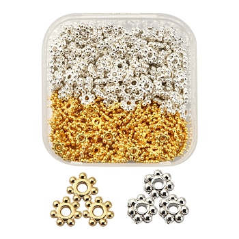 400Pcs 2 Colors Tibetan Style Alloy Spacer Beads, Lead Free & Cadmium Free, Granulated Beads, Golden & Silver, 4x1.5mm, hole: 1mm, 200pc/colors