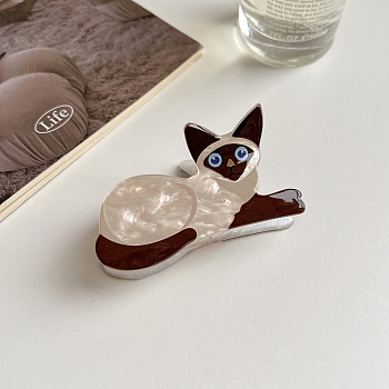 Acrylic Claw Hair Clips, Cat Shape, Tan, 70x37mm