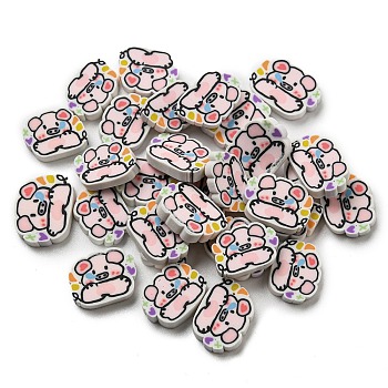 Handmade Polymer Clay Beads, No Hole, Pig, 8.5x11x2mm, about 2173pcs/500g