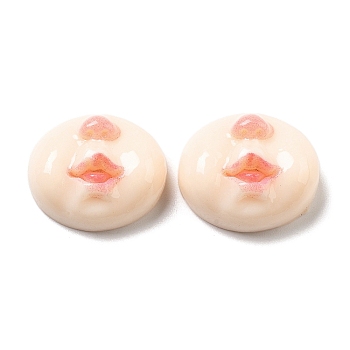 Opaque Resin Decoden Cabochons, Mouth, PeachPuff, 18~19x20x9~10mm